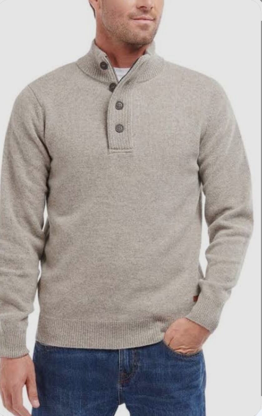 American Eagle Outfitters Sweater Cream Henley Button Mock Neck Sz L Preppy Vtg
